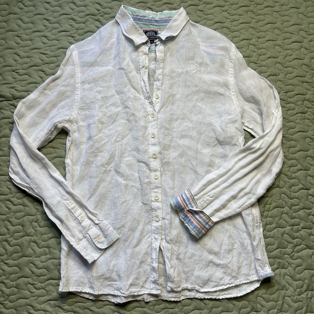 Star Clippers Womans Monte Carlo White 100% Linen Shirt Sz XL Beach Wear